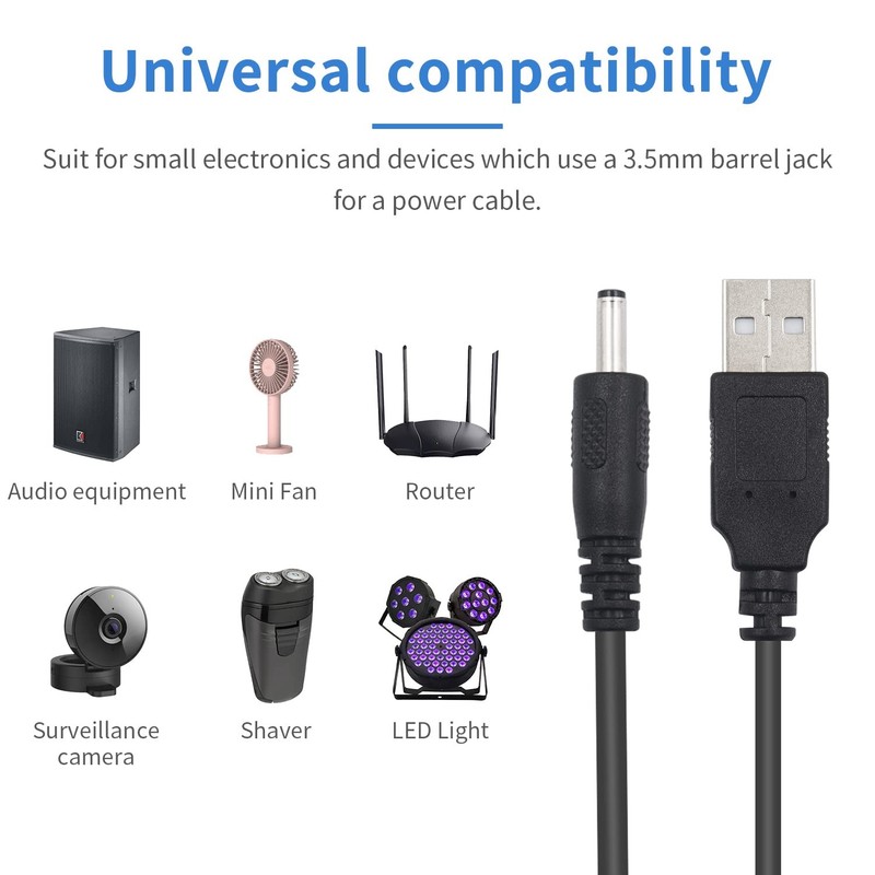 USB to DC Cable, 3.5x1.35 mm 5V DC Power Charging Cord, Electronics Barrel Ja... gallery
