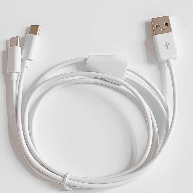 2PC Portable USB 2.0 Type A M To Dual Type C M Splitter Y Charg Data Cable White gallery