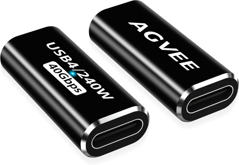 AGVEE 2 Pack USB4 Type-C Female to Female Adapter, PD 240W Quick Charge USB 4.0