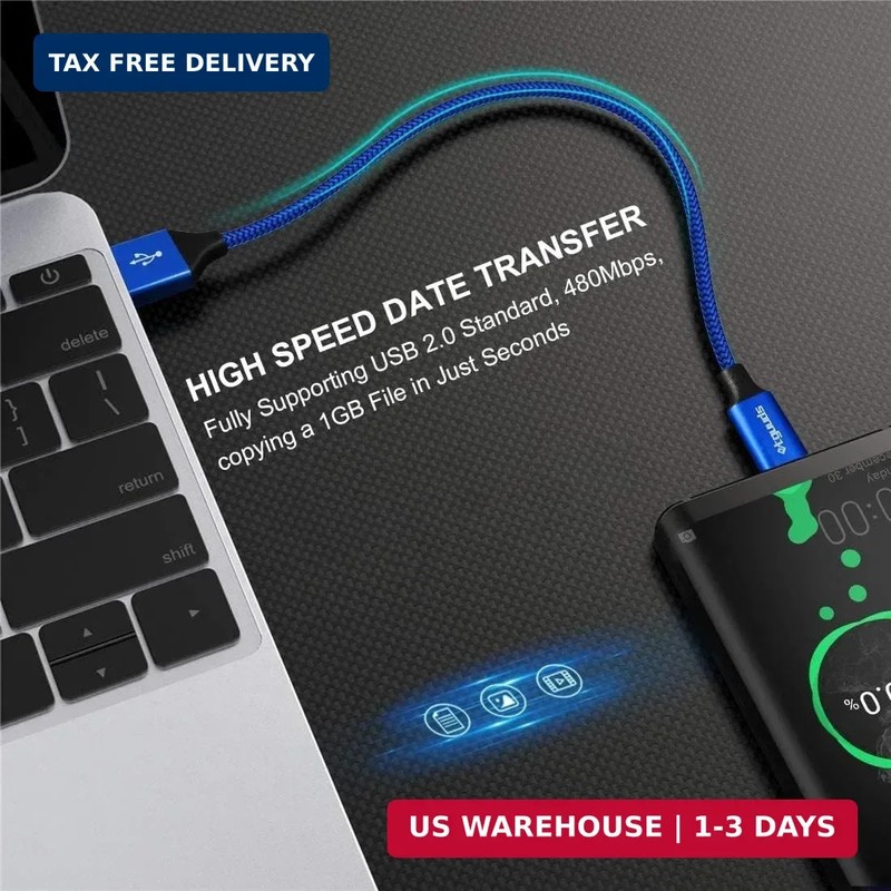 etguuds USB to USB C Cable 0.5ft, 2-Pack Short USB A to Type C Charger Cord Fast gallery