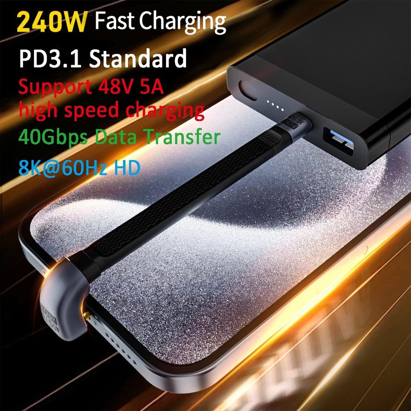 YMY Short USB 4 Cable, 240W Charging U-Shaped USB C Cable Short, 40Gbps Data ... gallery