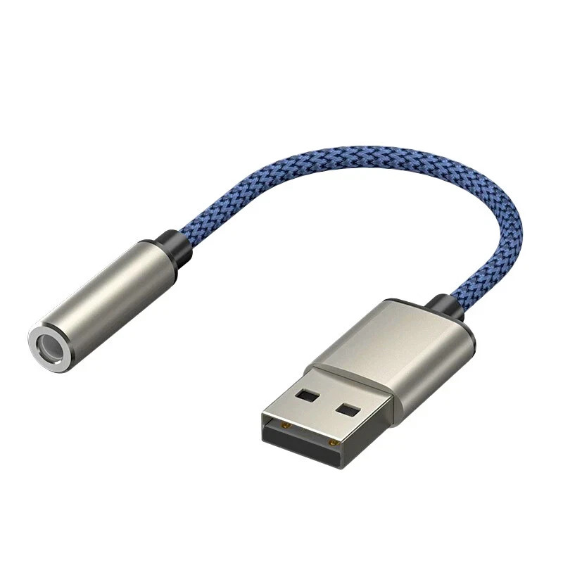 New USB Type A To 3.5mm AUX Female Audio Headphone Jack Cable Adapter