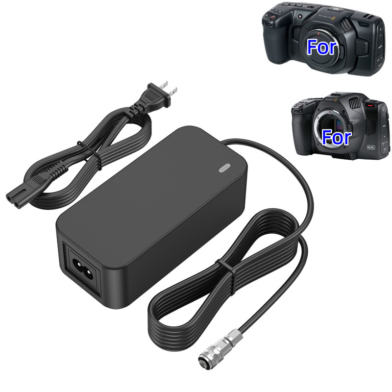 12V Power Adapter for Blackmagic Pocket Cinema Camera 4K, 6K, 6K G2, 6K Pro
