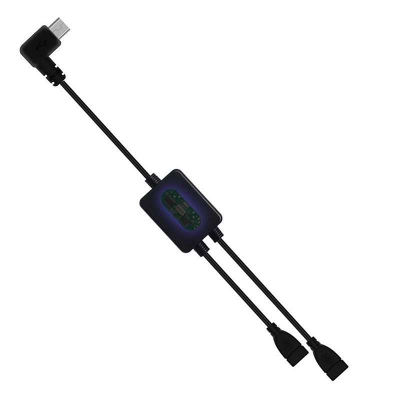 30cm 90 Degree Micro USB Male to Female Splitter 1 in 2 Out Y Cable Cord