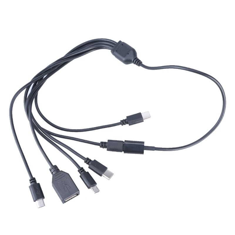 Convenient 6 in 1 Type C Charging Adapter Cable with USB & USB Port