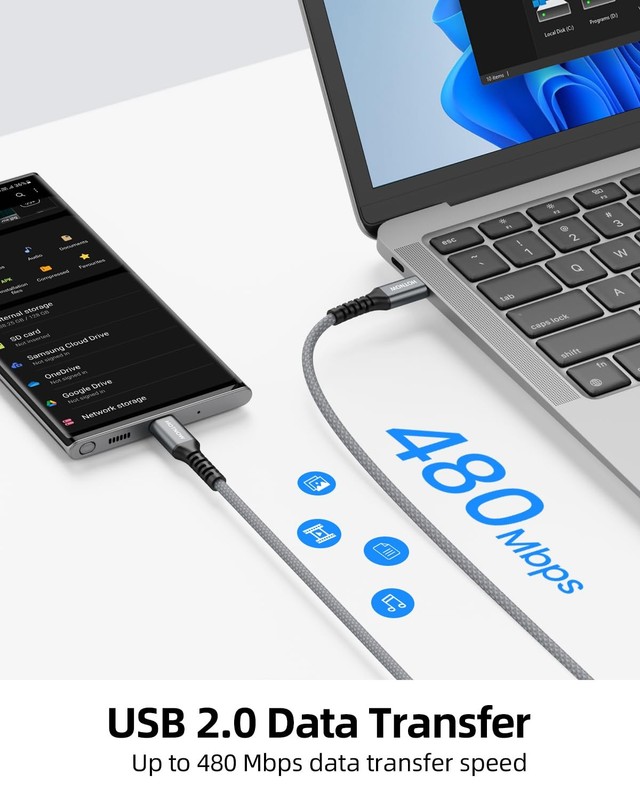 HOTNOW Short USB C to C Cable, 6 inch 3 Pack,Type C 0.5FT, Grey+White gallery