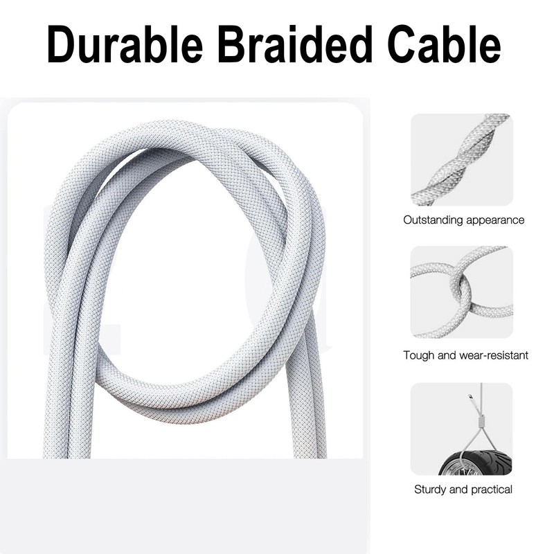 2x USB Charging Cable Data Sync Type-C Braided Cord White for Samsung Galaxy S23 gallery