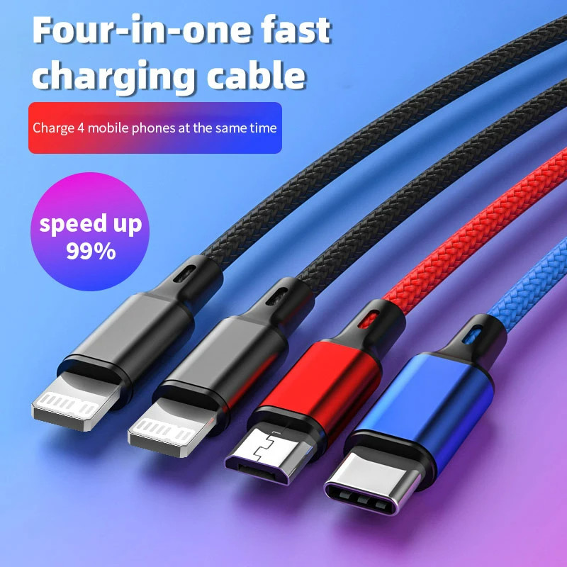 4 In 1/ 3 In 1 Micro USB Type C Fast Charging Cable 3A Quick Charge Phone Cord gallery
