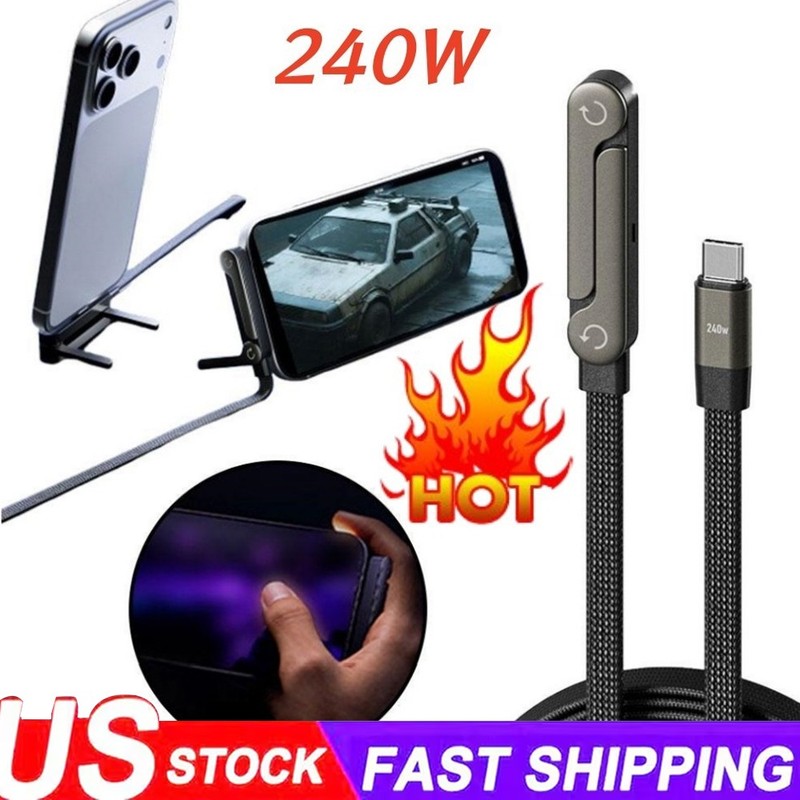 240W Fast-Charging Folding Stand Cable, Compatible with All Type-C Phones