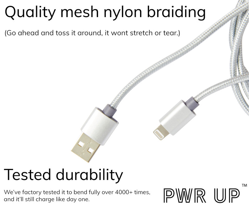 PWR UP iPhone Charger MFi Certified | Available in 3ft/6ft and Multiple Colors gallery