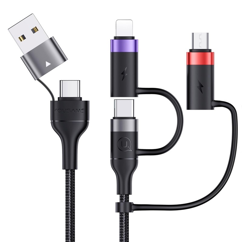 60W USB C Multi Fast Charging Cable, 5-in-1 Nylon Braided, 3A Fast Sync Adapter gallery