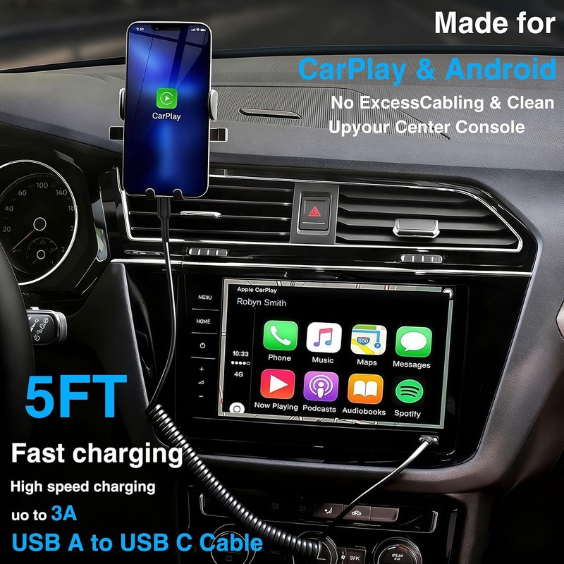 Spring Coiled Cord Fast Charge&Data Cable For iPhone 14 13 12 11 Plus/ProMax Lot gallery
