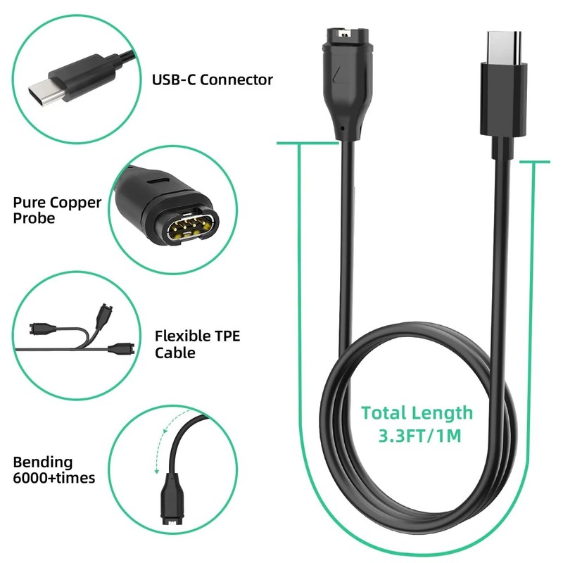 Hididi USB C Charger for Garmin Watch Data Sync Altimeter Watch USB Cable gallery