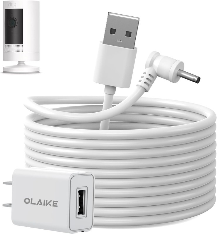 5m White Weatherproof Charging Cable for Ring Stick Up Cam Battery & Gen 2/3 gallery