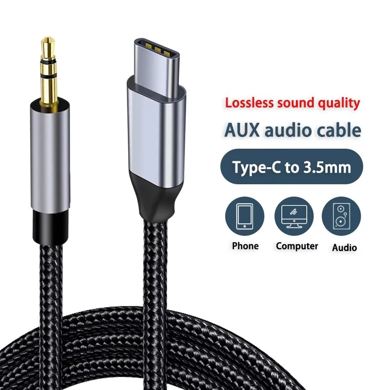 USB Type C To 3.5mm Jack AUX Audio Cable for Headphones Car HIFI Stereo Sound