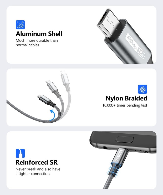 Micro USB Cable 3FT 10Pack, 18W Braided USB 2.0 Micro Fast Charging & Data Sy... gallery