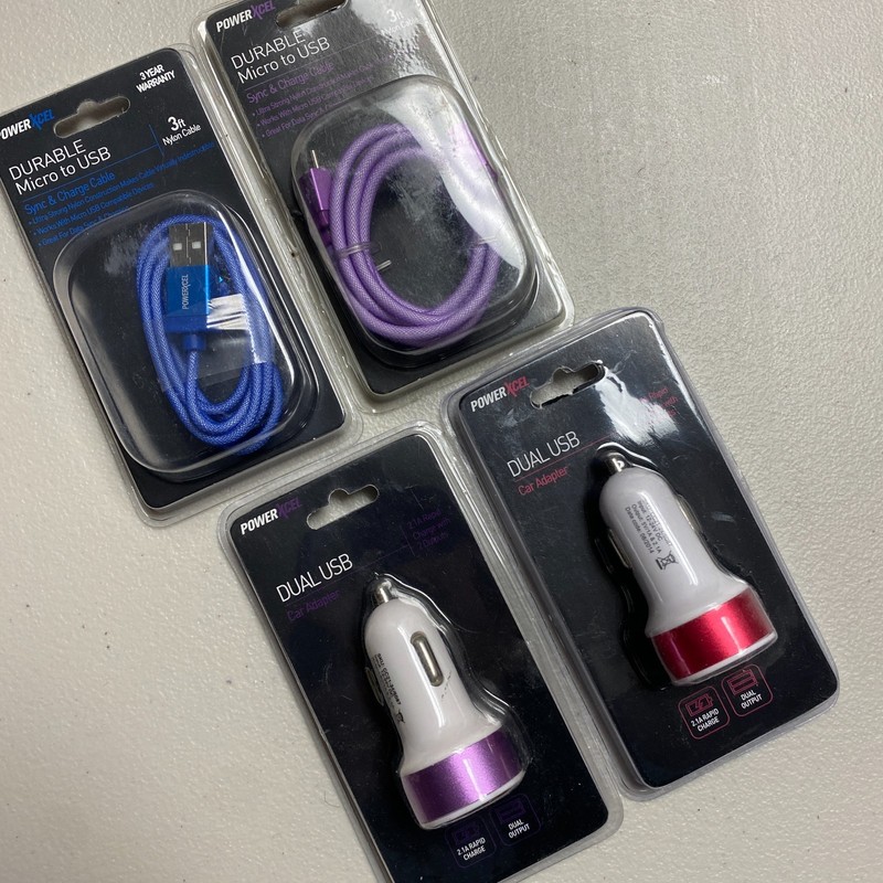 Bundle – PowerXcel Durable Micro to USB 3ft & Dual USB Car Adapter 2.1A Rapid