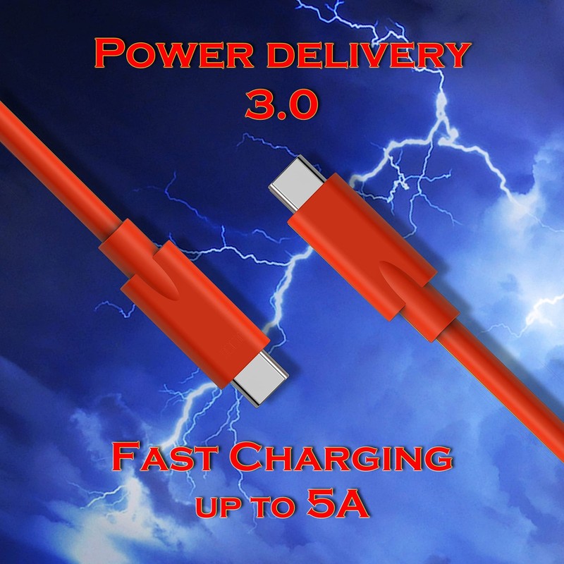 1 PC USB C To USB C 2.0 Cable 100W PD Fast Charging 480Mbps Data Cord Red 6.6FT gallery