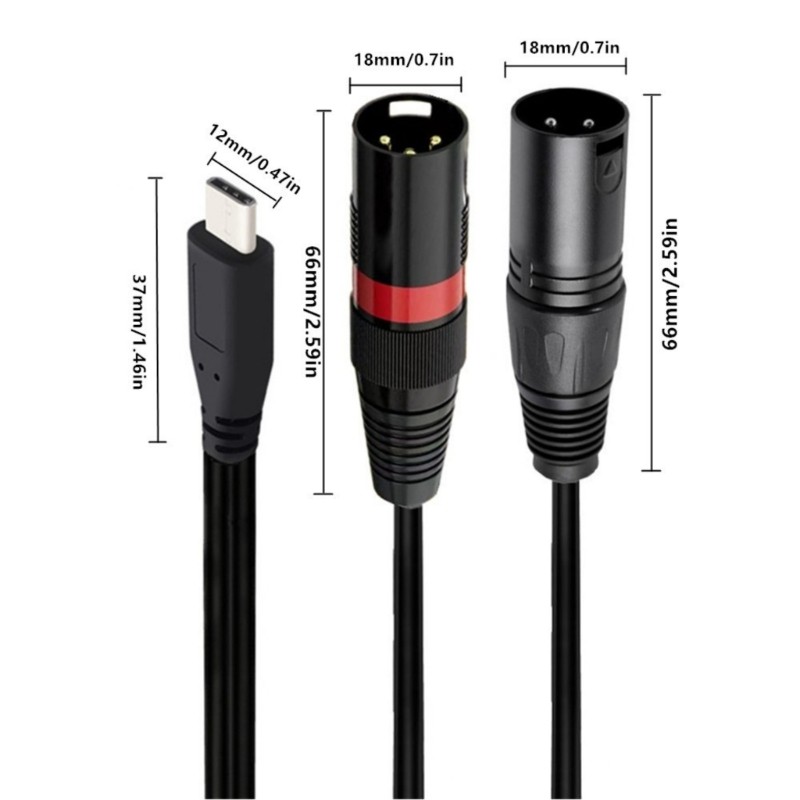 Type C To 2XLR Male Digital Audios Cable USB C to 2XLR Male Amplifiers Cable gallery