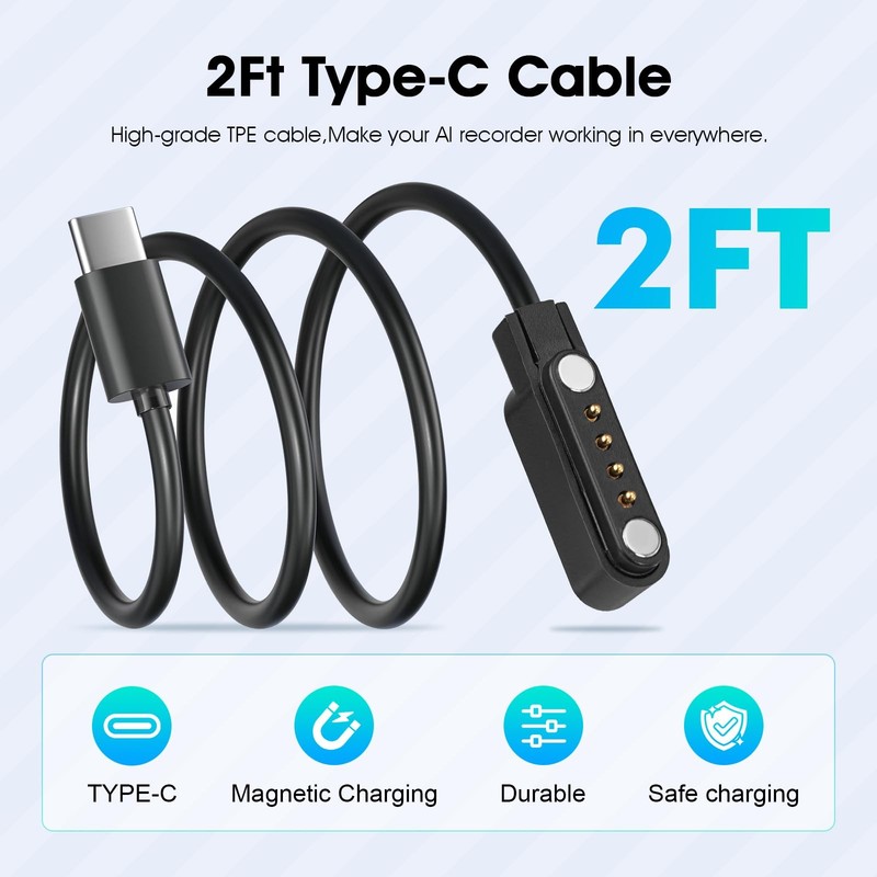 2 Pack USB Magnetic Charger Cables fits for PLAUD Note & Note AI Voice Record... gallery