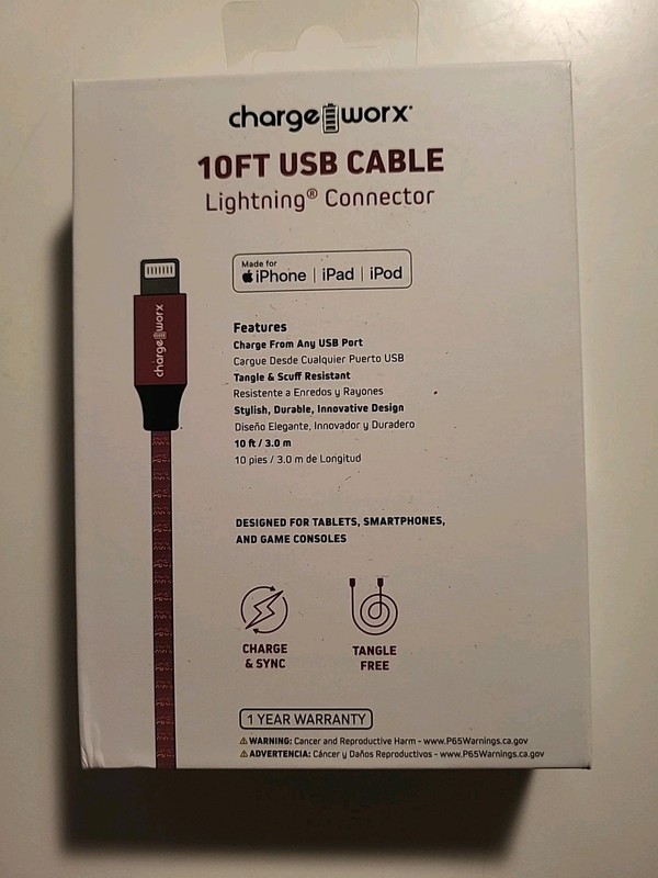 Chargeworx USB Cable USB-C Connector 10ft For Use With Smartphones, Tablets, Etc gallery