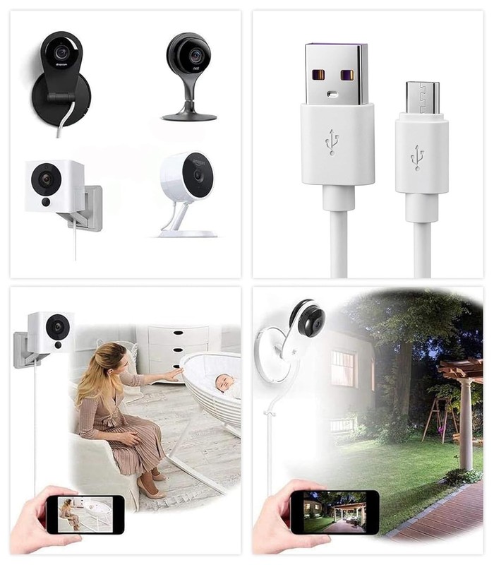 Versatile 13ft Micro USB Cable for Indoor & Outdoor Security Cameras - 480Mbps gallery
