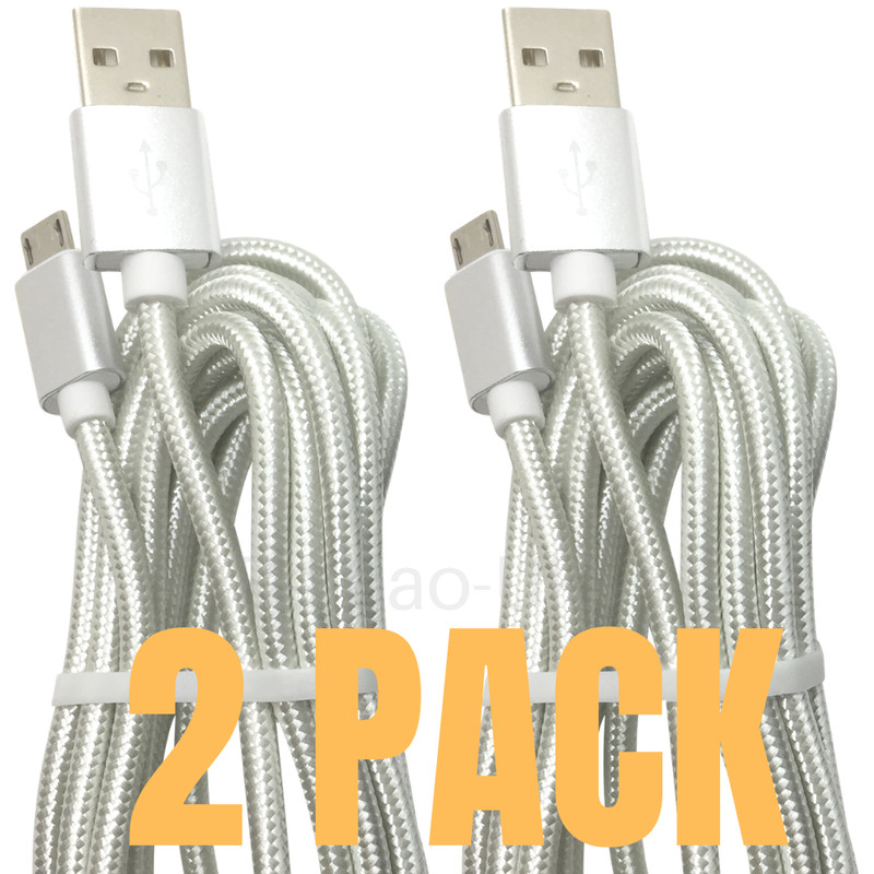 2Pack 10FT Braided Micro USB Charger Cable Fast Charge For Samsung Android Cord