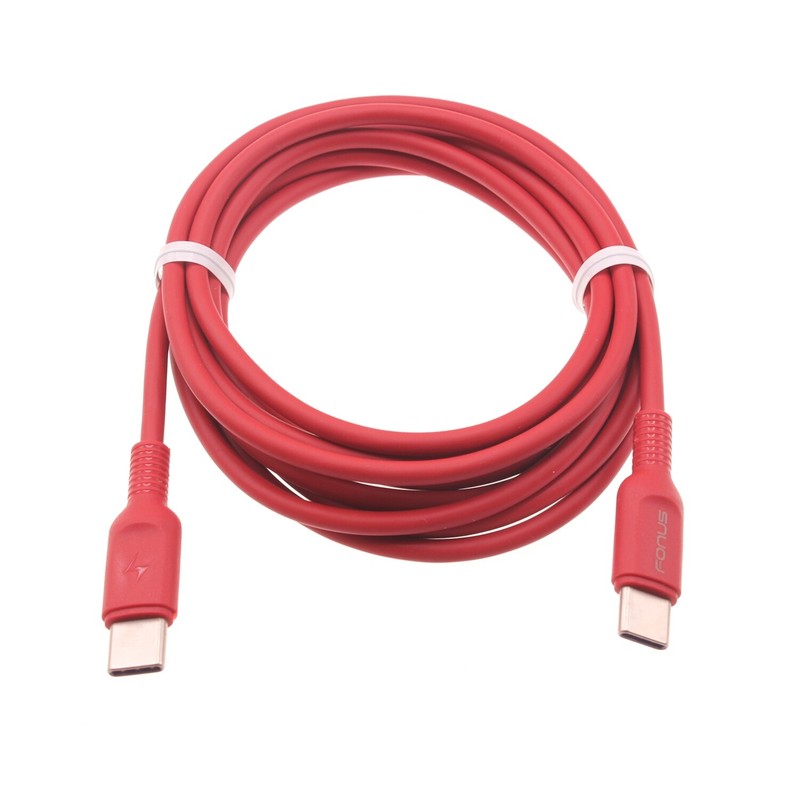 USB-C to Type-C Red 6ft PD Cable Fast Charger Cord Power Wire for Smart Phones