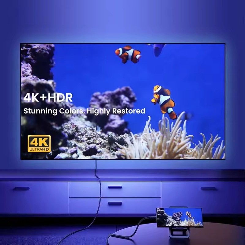 For iPhone 17 16 15 Pro Max Android 4K Phone to HDMI TV Type-C Mirroring Cable gallery