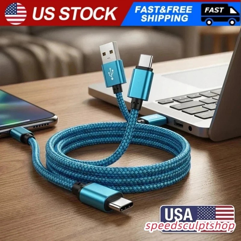 NEW 1m Braided USB to Type-C Data SYNC Charger Cable Cord US StocK Fast ship