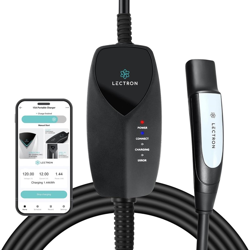 Lectron Level 1 Tesla EV Charger WiFi App 12A 120V NEMA 5-15 16ft Fits All Tesla
