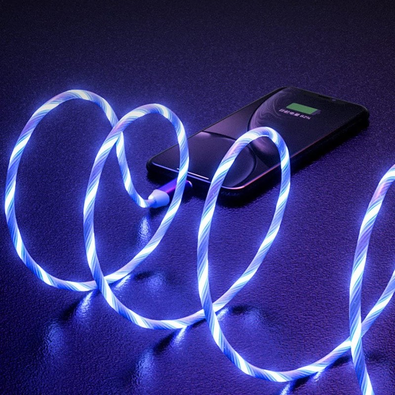39 Inch Blue 3 in 1 USB A to USB C Micro Fast Charging Cable Lighted LED gallery