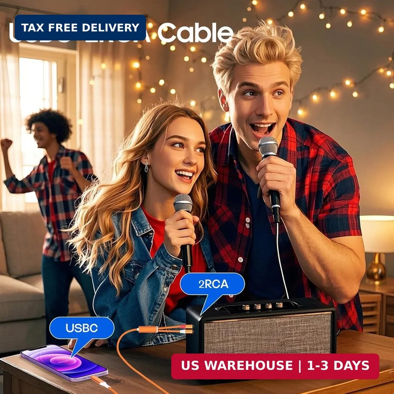 USB C to RCA Audio Cable,6.6 FT Type-C to 2 RCA Male to Male Y Splitter，for iPho gallery