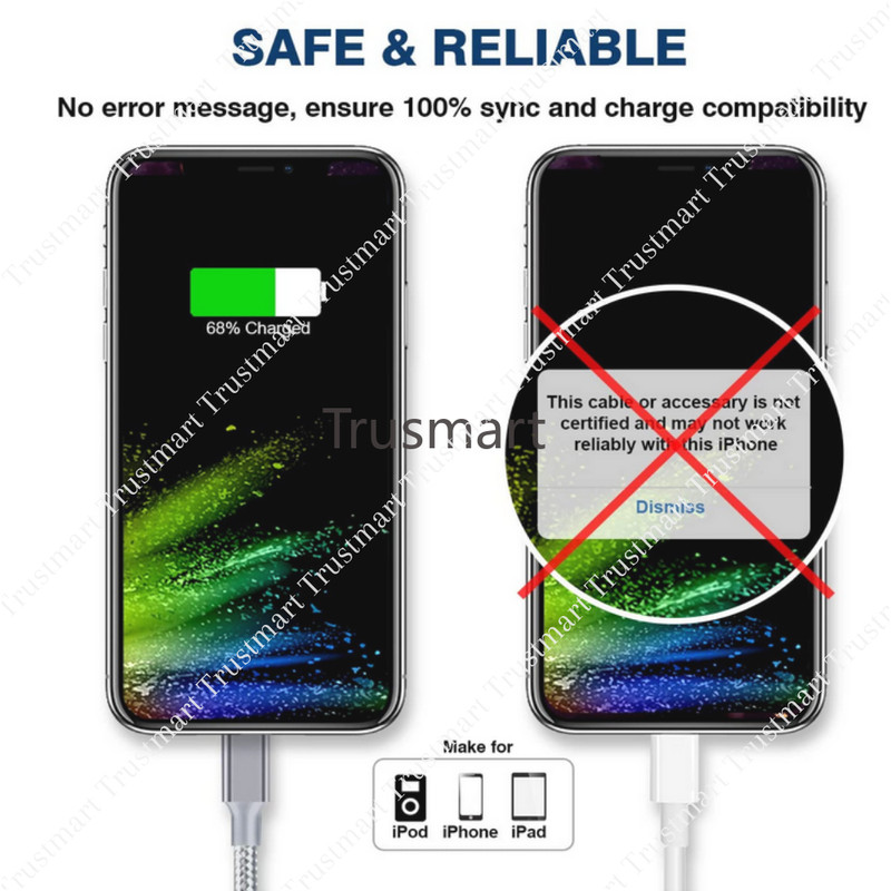3/6 PACK 6FT Heavy Duty USB Charger Cable Cord Lot For iPhone XR 11 12 13 14 8 7 gallery