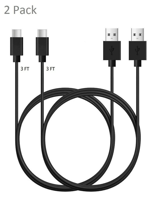 2 Pack 3FT USB A to C Cable Type C Fast Charging Phone Cord 3 feet Black Wire gallery