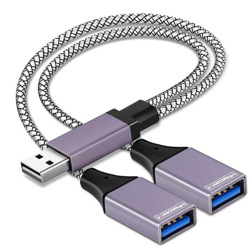2026 Upgraded,USB Splitter 1 in 2 Out Cable,Double USB Port Extender Power Sp…