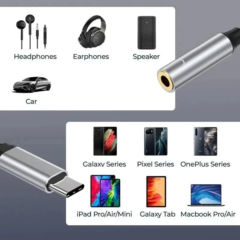 2 in 1 Type-C USB C to 3.5mm AUX Audio Headphone Jack Adapter Charger Cable New gallery