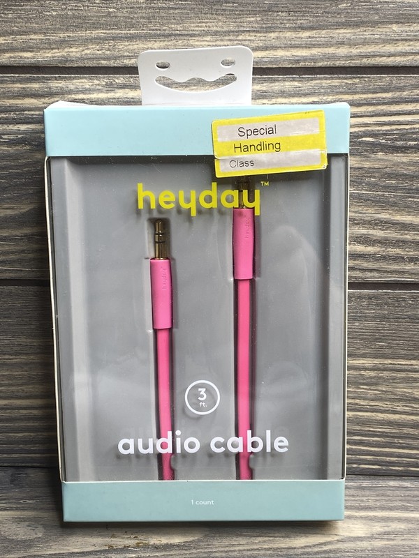 Heyday Audio Cable Pink Cord Adapter 3.5mm Auxilary Plug 3ft Length A5