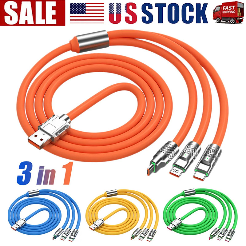 3 in 1 Fast Charging Cable Cell Phone Charger Cord For iPhone Type C Micro USB