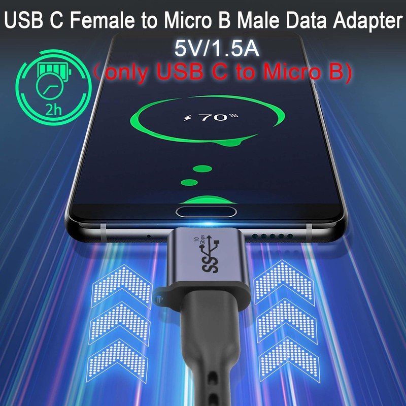 2 PCS 10Gbps USB C Female To Micro B Male Data Adapter Hard Drive Converter gallery