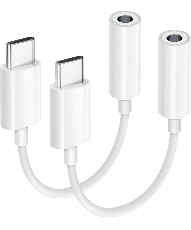 USB-to 3.5mm Audio Headphone Adapter Cord Jack Dongle (2-pack)