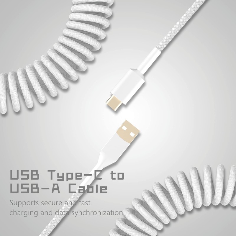 Coiled Keyboard Cable - Detachable Aviator Coiled Cable White gallery