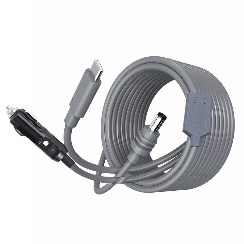 for Mini DC Power Cable to USB Type C Car Cigarette Cable 5M/16ft, 3 in 1 DC …