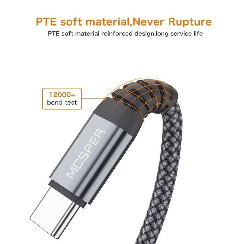 Short USB C to USB C 60W Cable(2 Pack 0.5Ft), Type C Fast Charging Nylon Braided gallery