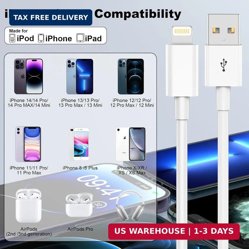 USB A to Lightning Cable [Apple MFi Certified], 3FT Fast Charging CarPlay Charge gallery