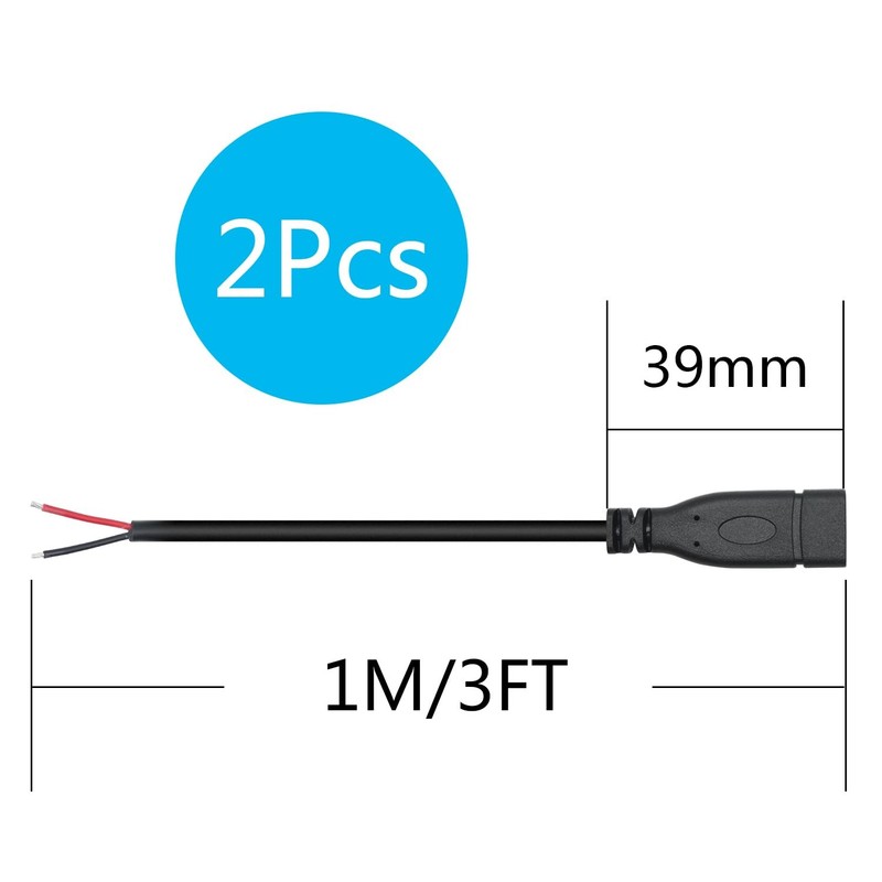 2Pcs USB C to 2 Pin Bare Wire Open End Wire, 1M/3FT USB Type C Female Plug Pi... gallery