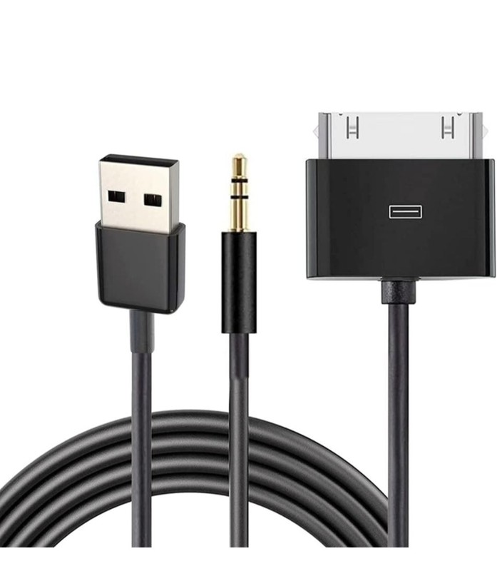 30 Pin to AUX USB, 30 Pin Charger Dock to 3.5Mm Car AUX Audio USB Charger Cable