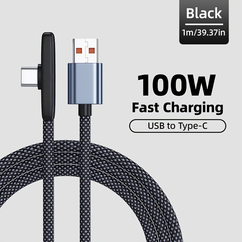 Durable Nylon Braided 100W USB C Cable Fast Charging Fits iPhone & Samsung Phone
