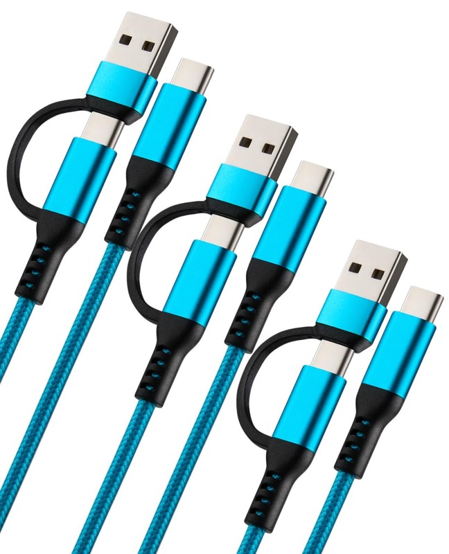2-in-1 USB to USB 60W Fast Charging Cable USB to USB ，3Pack 9.8FT ， Braided C…