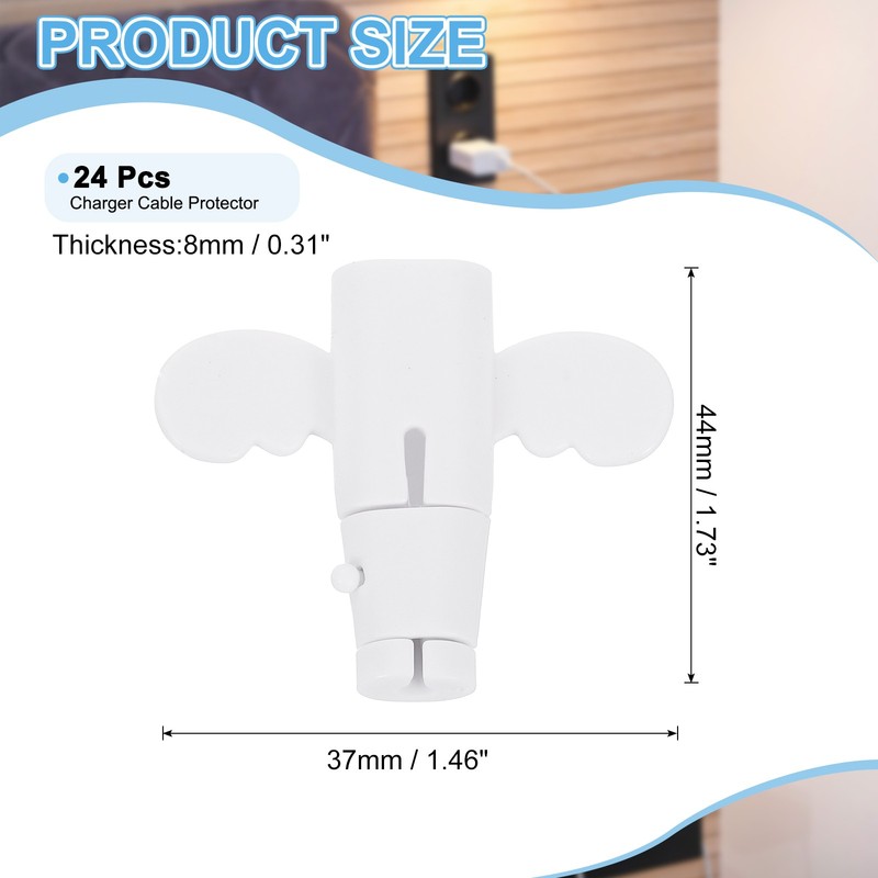 24Set Charger Cable Protector Flexible Cute Wire Cord Saver Organizer White gallery